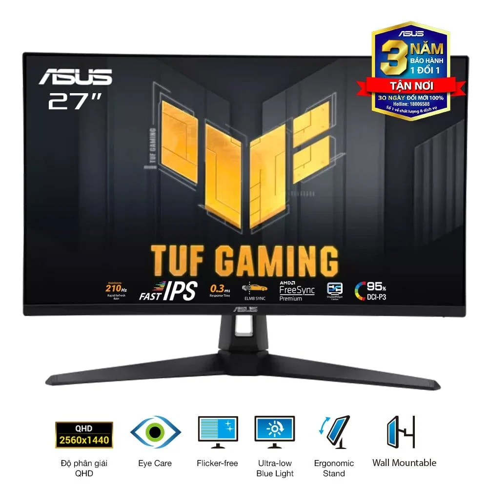 Màn hình Asus TUF Gaming VG27AQ5A (27Inch/ QHD (2560x1440)/ 0,3ms/ 210Hz/ 300cd/m2/ IPS/ Loa)