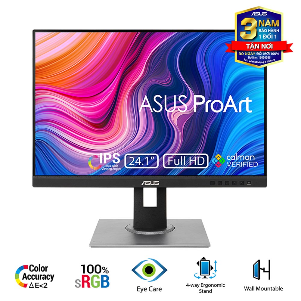Màn hình đồ họa Asus ProArt PA248QFV (24nch/ Full HD+/ 5ms/ 100HZ/ 350cd/m2/ IPS/ Loa)