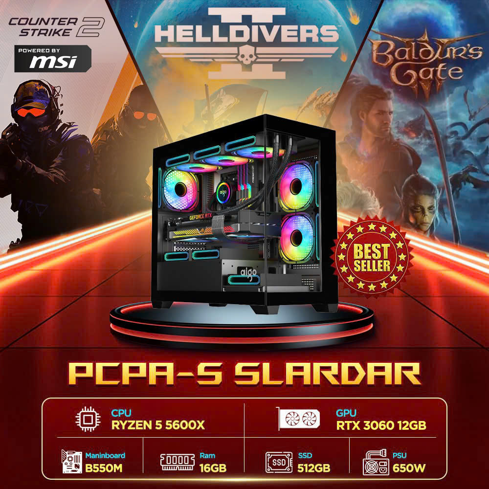 Máy tính PCPA Slardar (R5 5600X/ 16GB/ 512GB SSD/ RTX 3060 12Gb/650W)