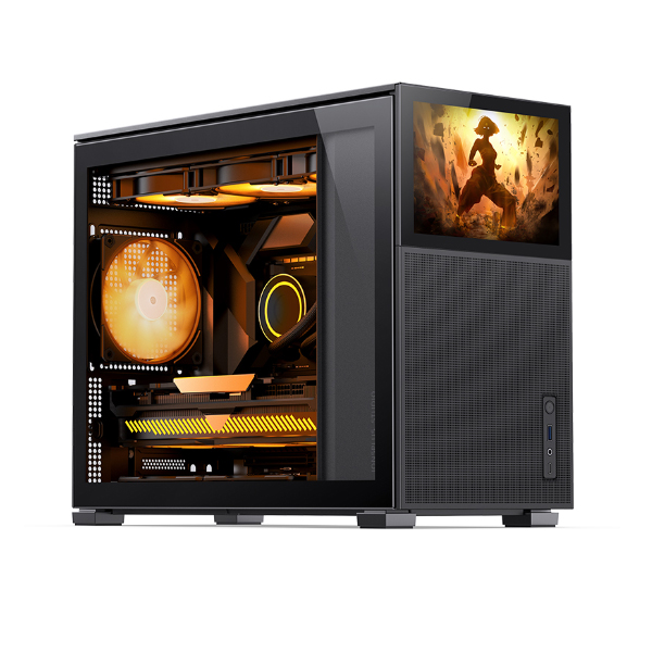 Vỏ máy tính JONSBO D31 MESH SC BLACK (Mini Tower/ Đen/màn hình phụ 8'')