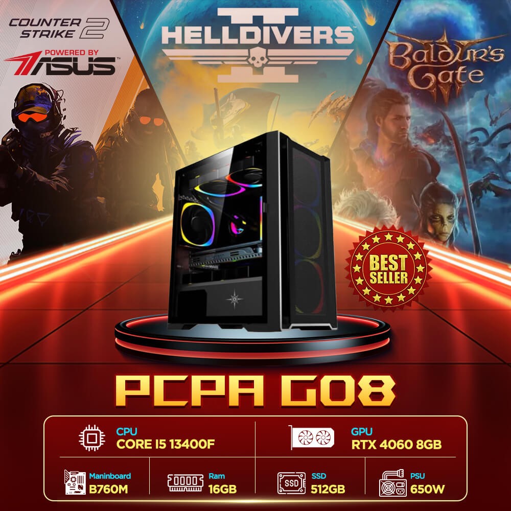 Máy tính PCPA G08 (i5 13400F/B760/16GB/512GB SSD/RTX 4060 8Gb/650W)