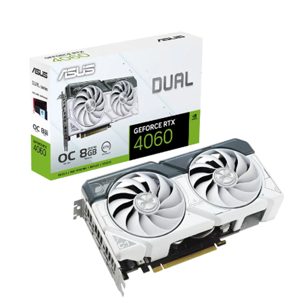 Card đồ họa Asus Dual GeForce RTX 4060 White OC Edition 8Gb (GDDR6/ 128 bit)
