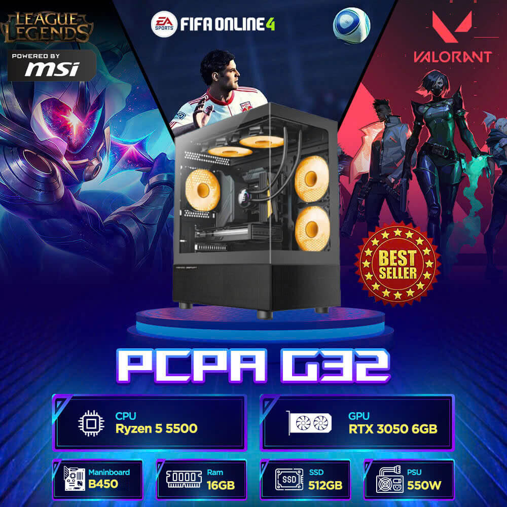 Máy tính PCPA G32 (R5 5500/16GB/ 512GB SSD/RTX 3050 6Gb/550W)