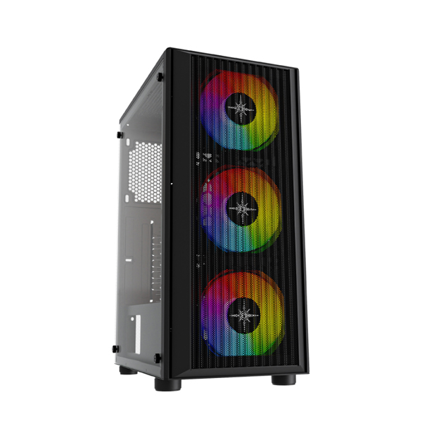 Vỏ máy tính KENOO ESPORT M300 - 3F - Mầu Đen - ( sẵn 3 fan mầu RGB cố định )