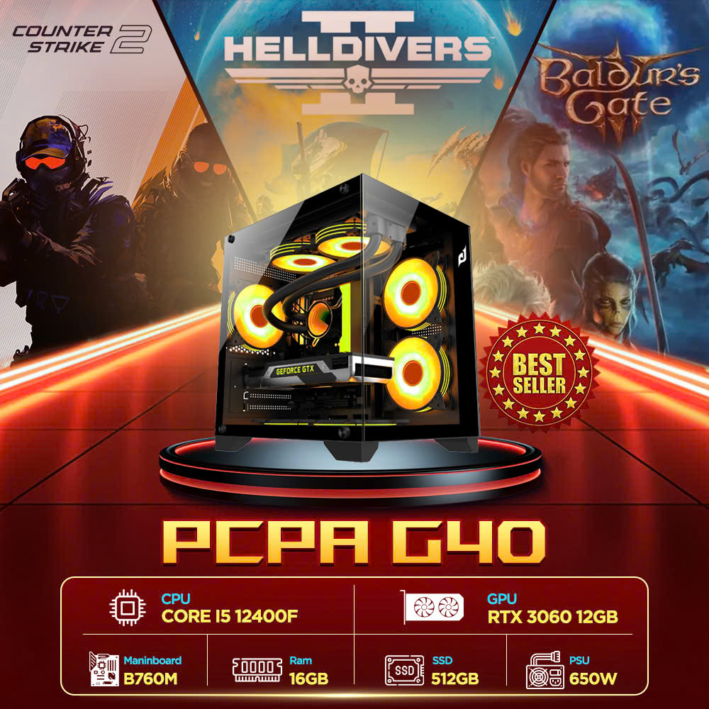Máy tính PCPA G40 (i5 12400F/ 16GB/ 512GB SSD/ RTX 3060 12Gb/650W)