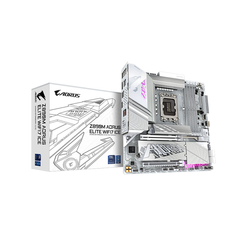 Mainboard Gigabyte Z890M AORUS ELITE WF7 ICE DDR5 (Intel Z890/ Socket 1851/ ATX/ 4 khe ram/ 2.5 Gigabit LAN)