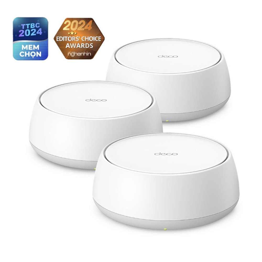 Bộ phát wifi 7 TP-Link Deco BE25 3-Pack (Chuẩn BE/ 5000Mbps/ 4 Ăng-ten ngầm/ Wifi Mesh/ Dưới 150 User)
