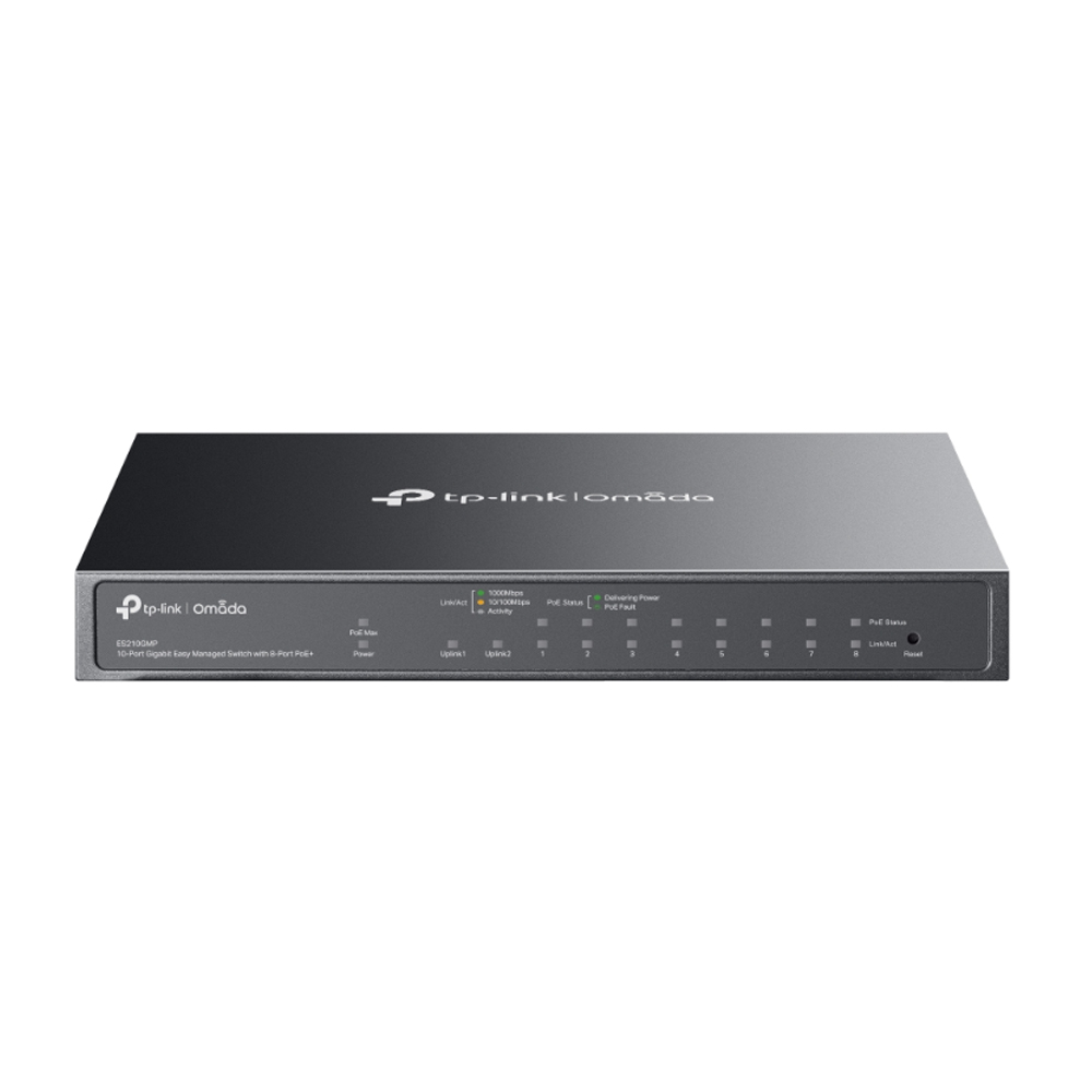 Switch TP-Link ES210GMP (Gigabit (1000Mbps)/ 10 Cổng/ 1 SFP/ 8 cổng PoE/ Vỏ kim loại)