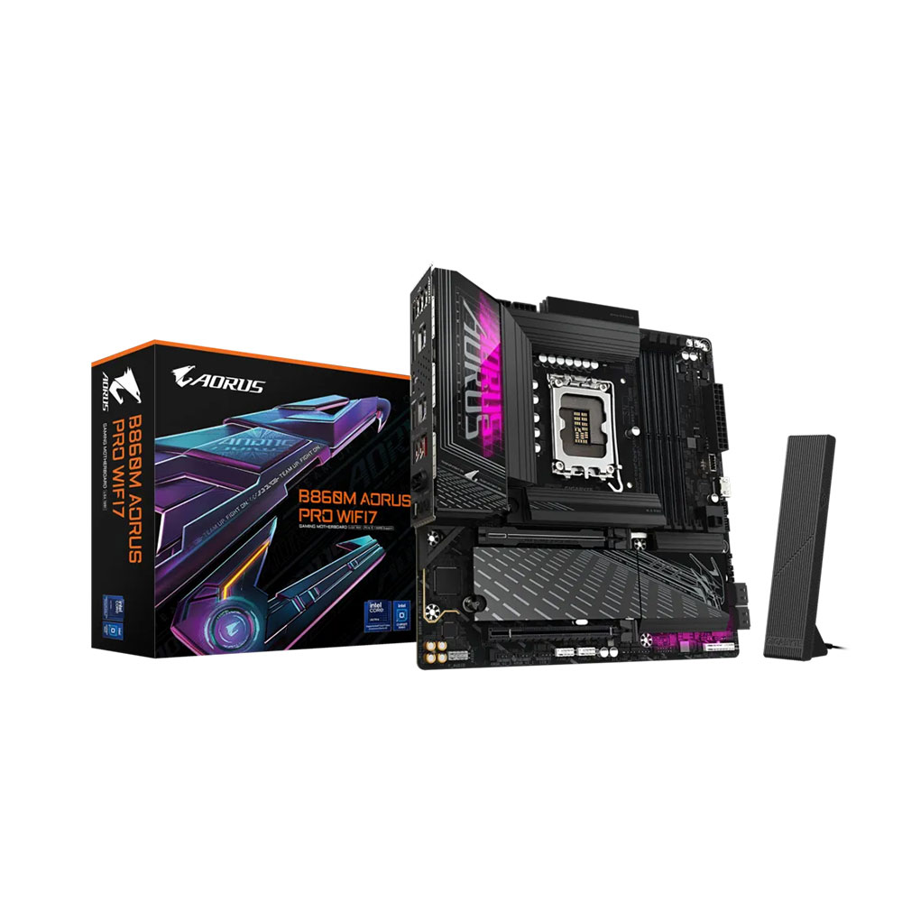 Mainboard Gigabyte B860M AORUS PRO WIFI7 DDR5 (Intel B860/ Socket 1851/ M-ATX/ 4 khe ram/ 2.5 Gigabit LAN)