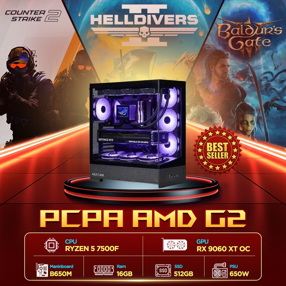 Máy tính PCPA AMD G2 (R5 7500F/16GB/ 512GB SSD/RX 9060 XT 16G/650W)