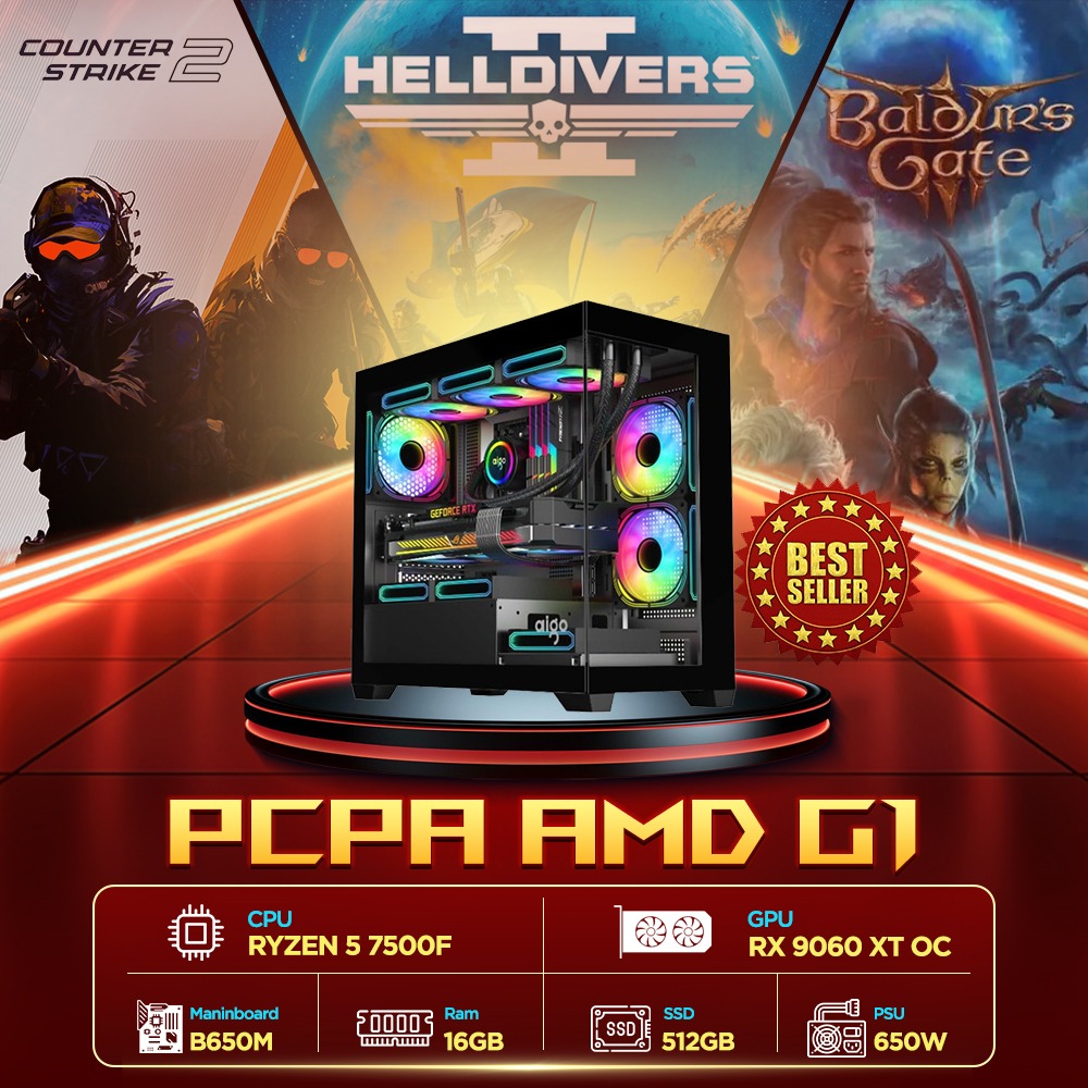 Máy tính PCPA AMD G1 (R5 7500F/16GB/ 512GB SSD/RX 9060 XT 8G/650W)