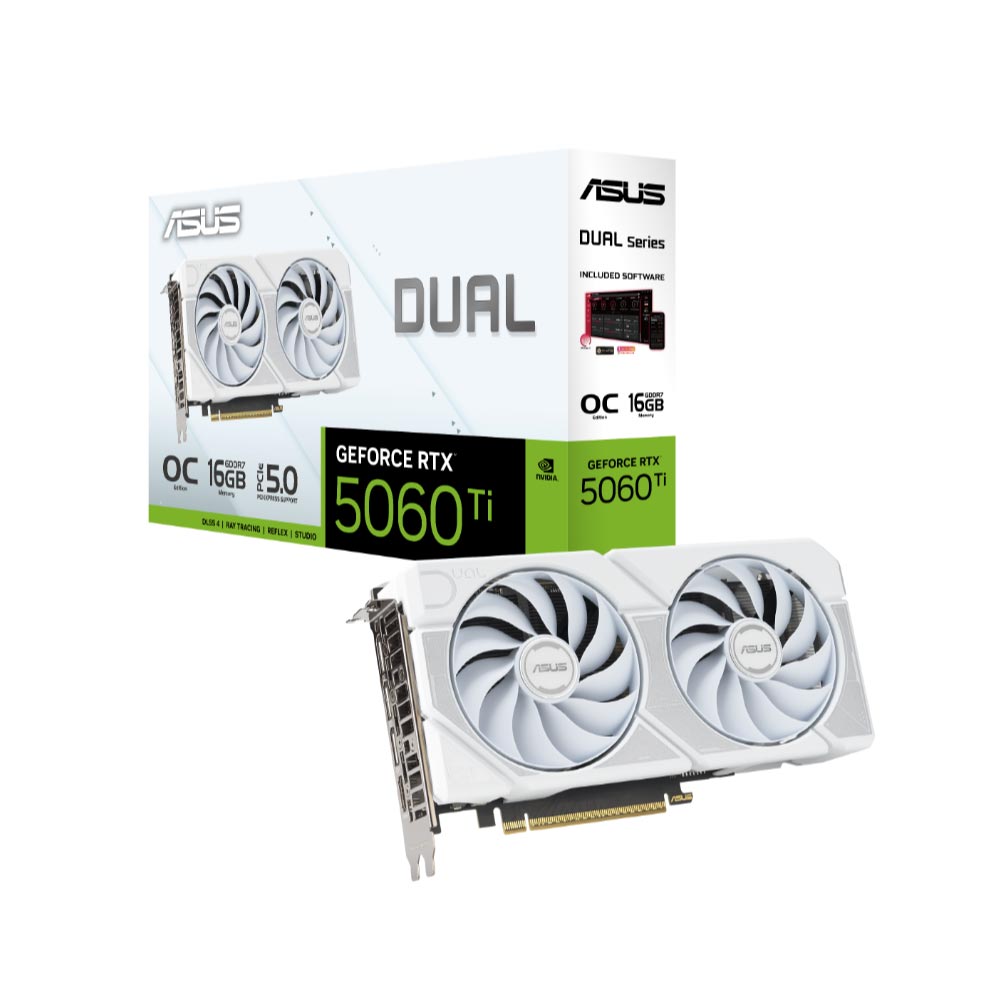 Card đồ họa Asus Dual GeForce RTX 5060 Ti 16GB GDDR7 White OC Edition