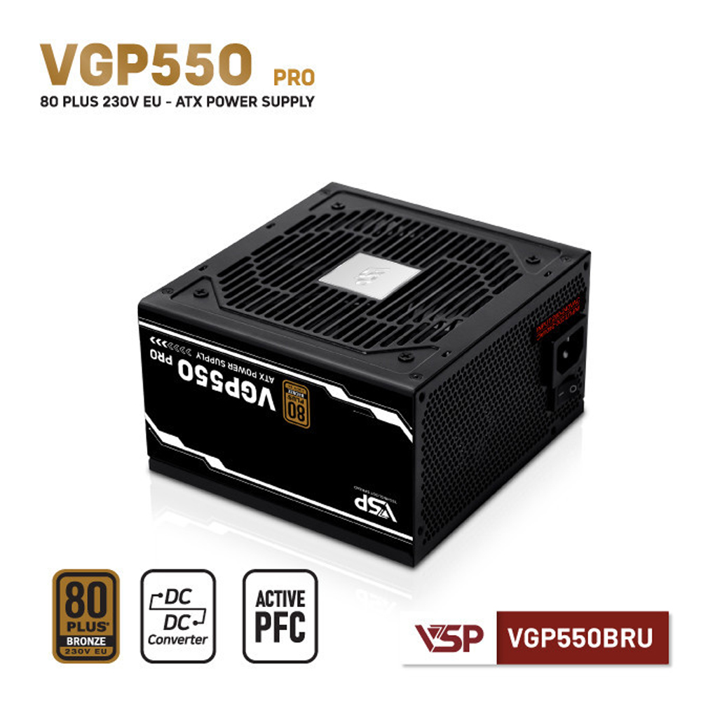 Nguồn máy tính VSP VGP550BRU 550W (80 Plus Bronze/ ATX/ Đen)