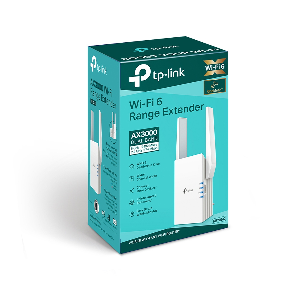 Bộ mở rộng sóng wifi TP-Link RE705X (Chuẩn AX/ AX3000Mbps/ 2 Ăng-ten ngoài/ Wifi Mesh)